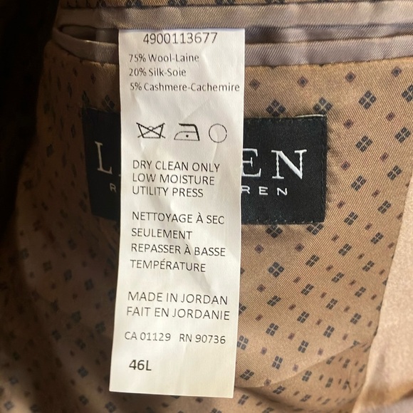 NWOT Ralph Lauren Classic Tan Wool Silk Cashmere Blazer Jacket - Picture 5 of 7